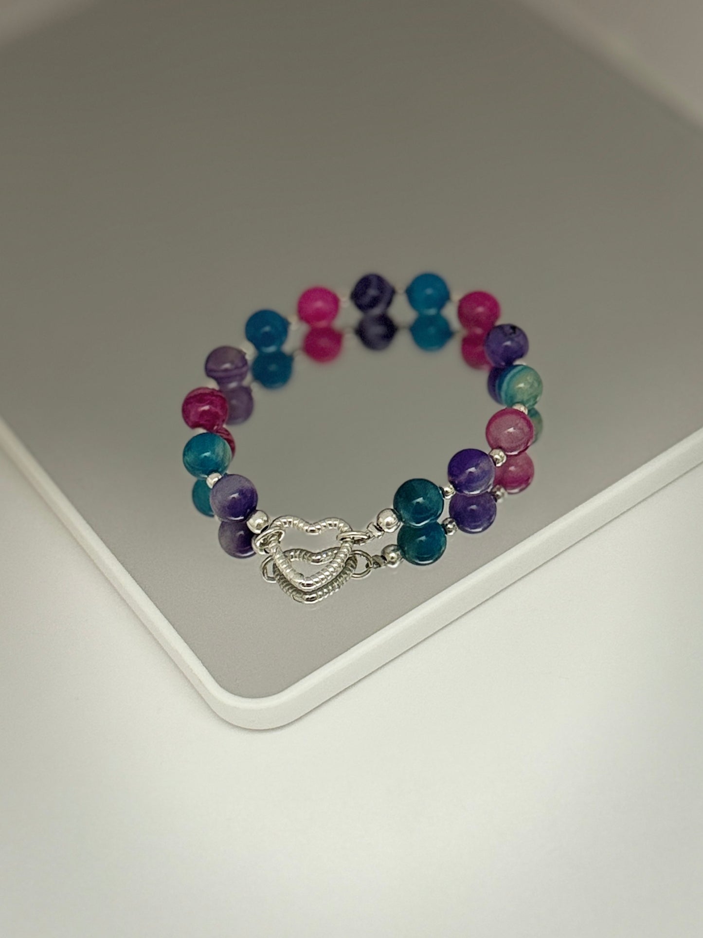 Large multicolor agate bracelet