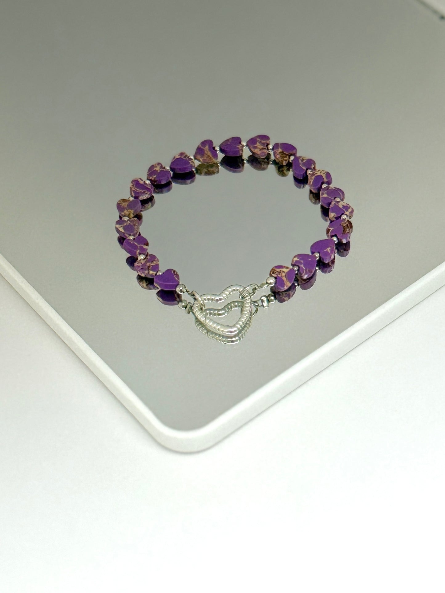 Turquoise Lilac Hearts Bracelet