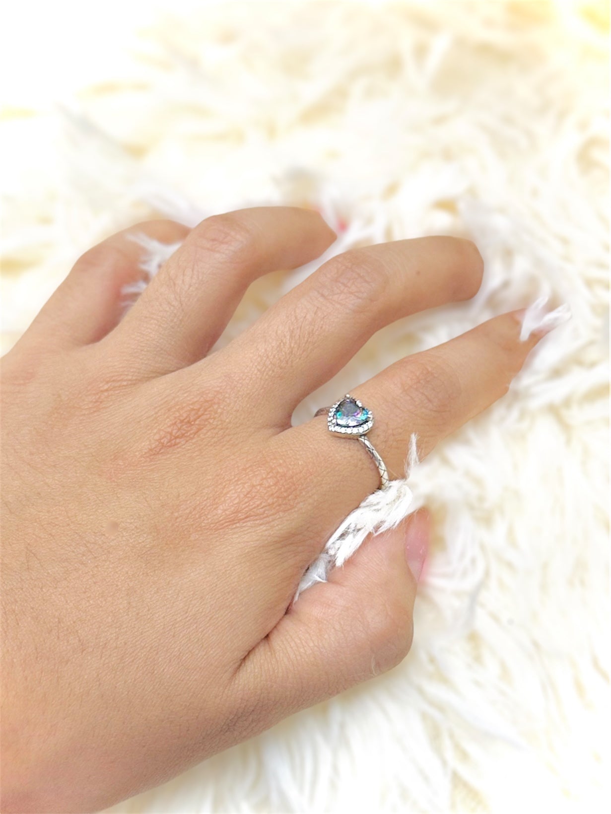 Anillo Corazón Tornasol Morado