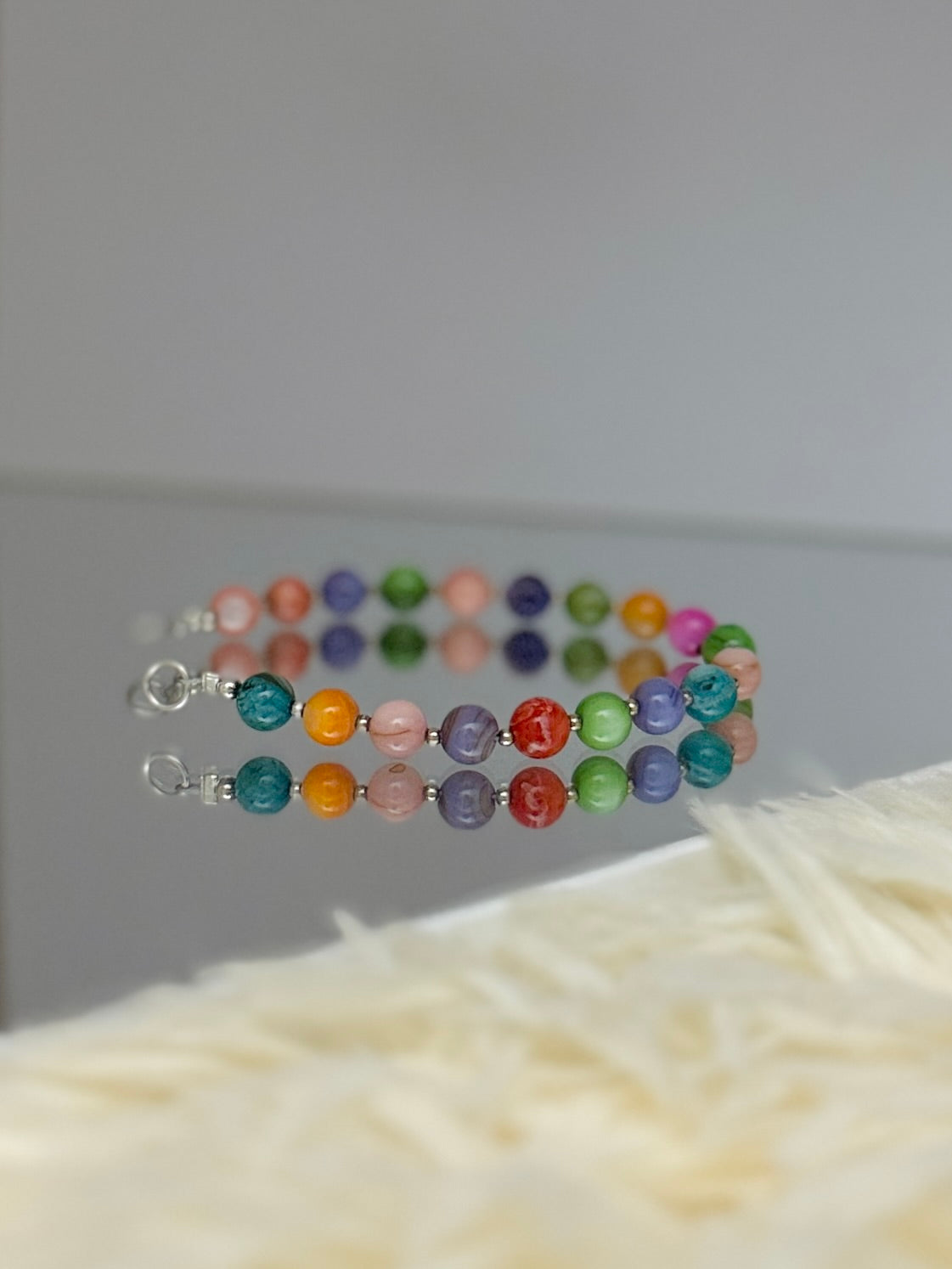 Brazalete esferas Ágata colorida