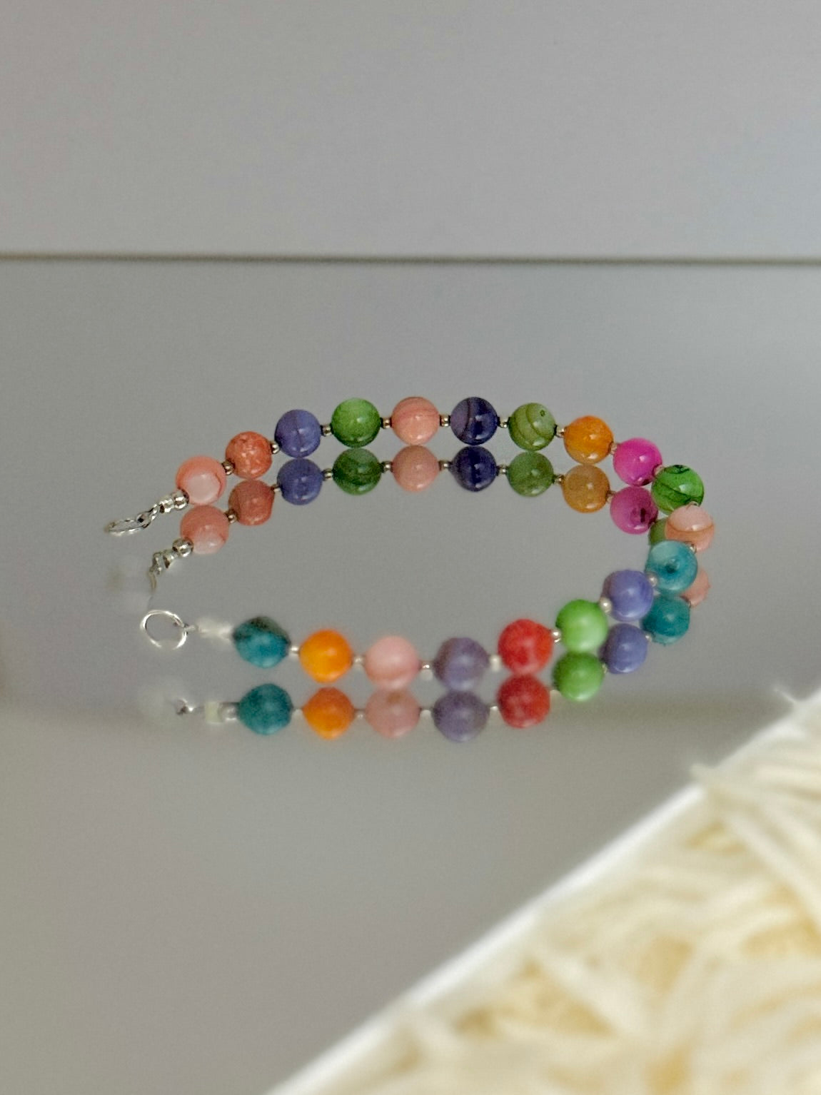 Brazalete esferas Ágata colorida