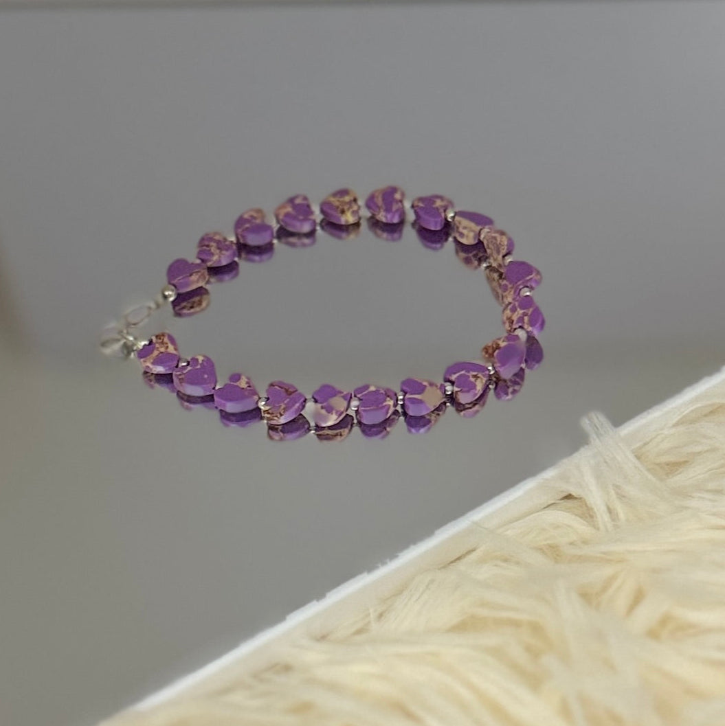 Brazalete Corazones Turquesa Lila