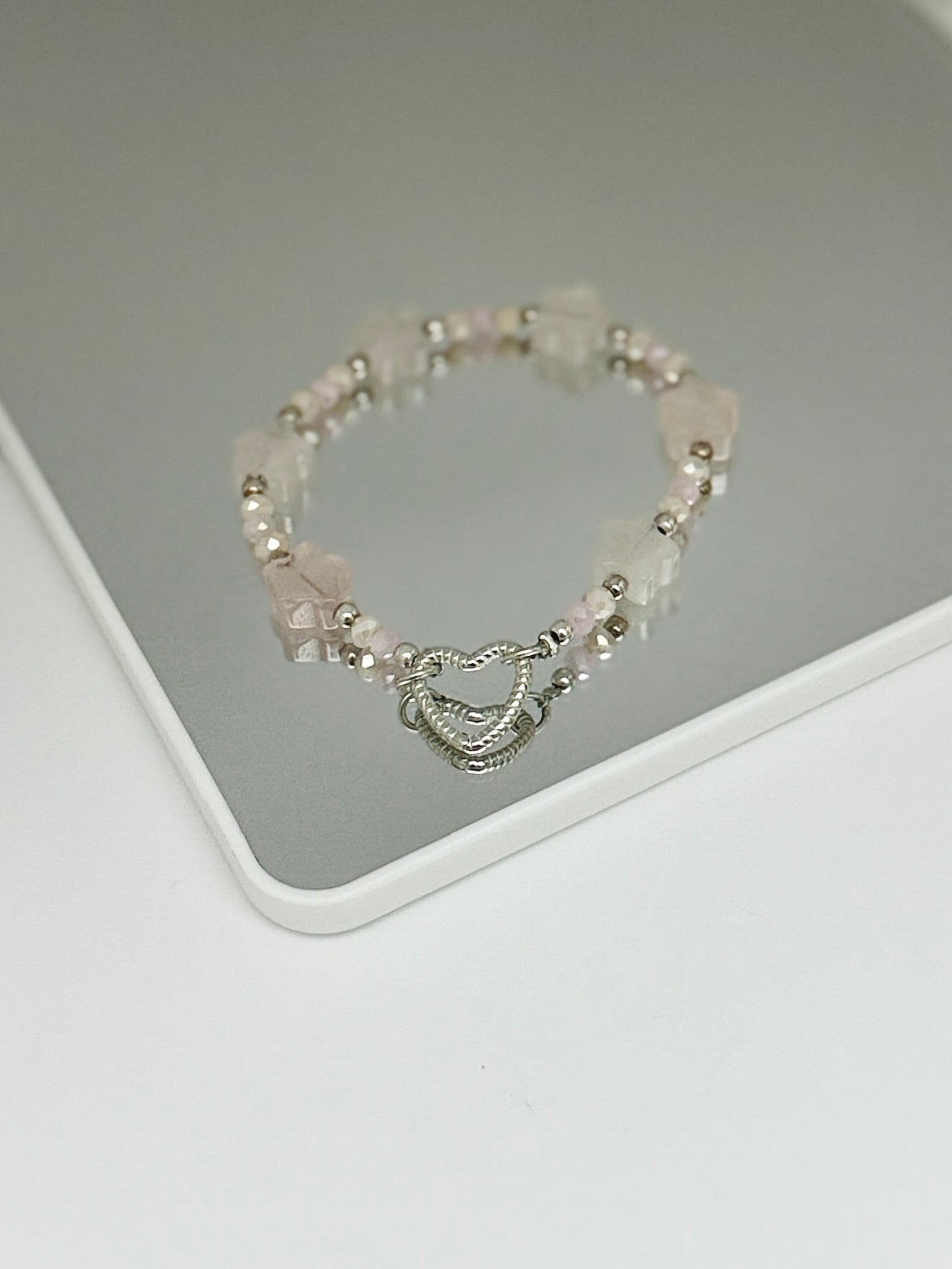 Rose Quartz and Crystal Star Bracelet