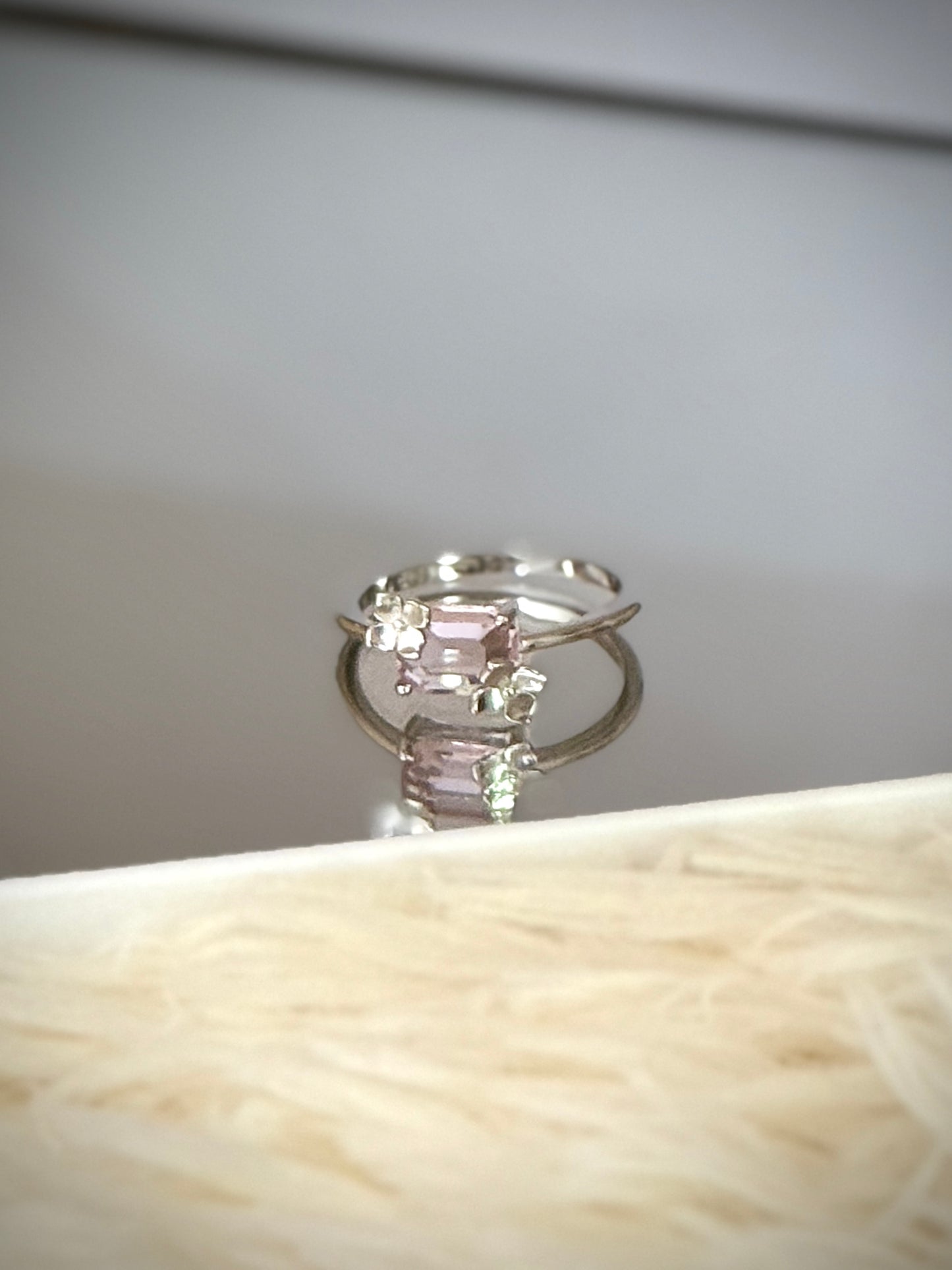 Crystal and flower ring