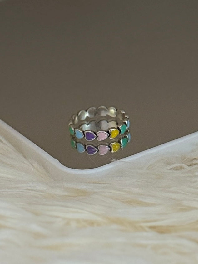 Anillo Corazones arcoíris