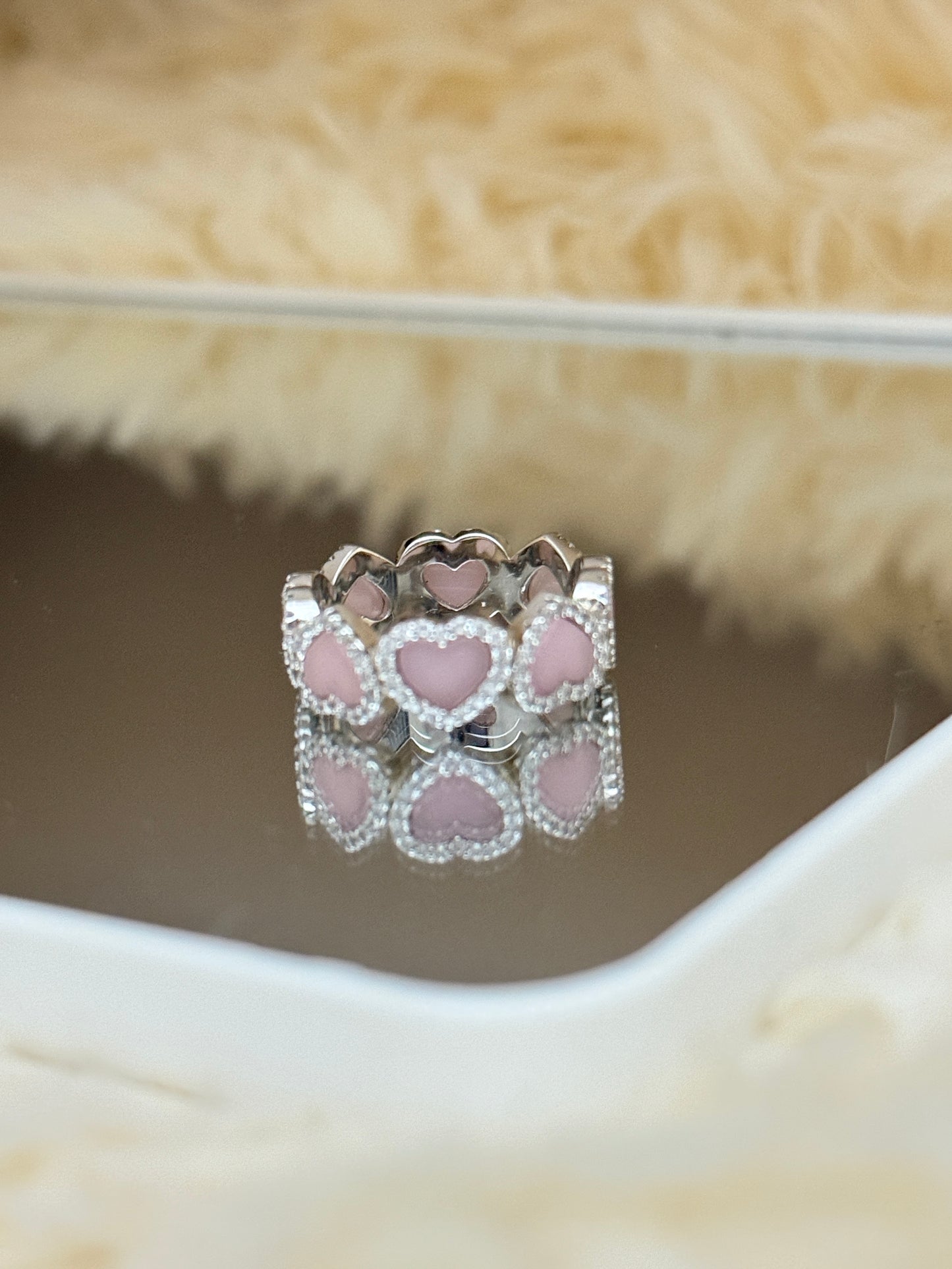 Anillo Corazones Rosas