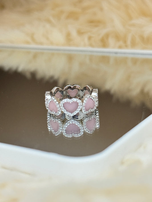 Anillo Corazones Rosas