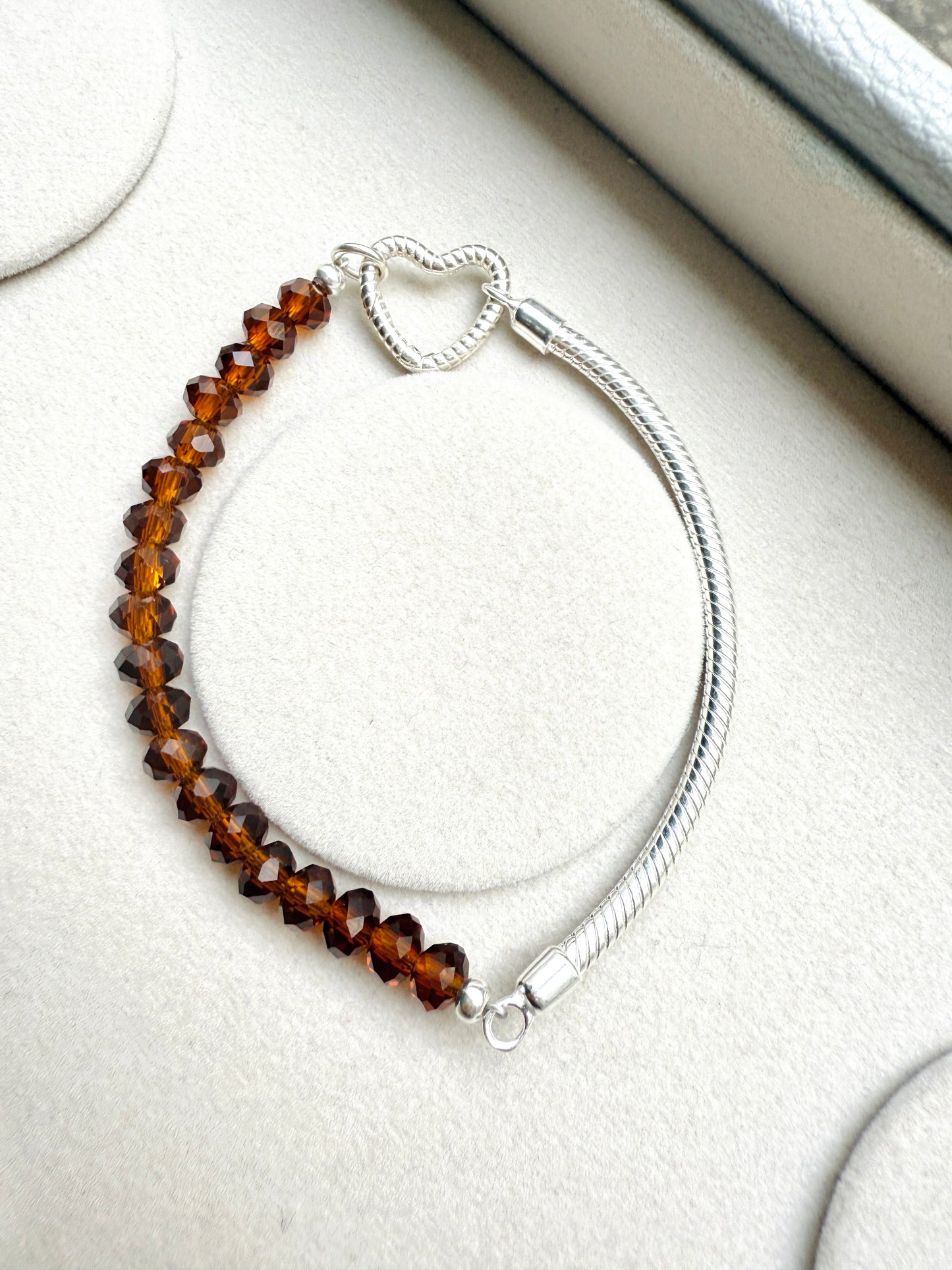 Brazalete Cristal tono Ambar y Plata