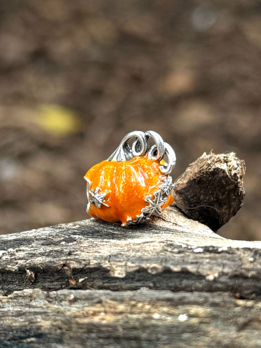 Calabaza Naranja con hojas
