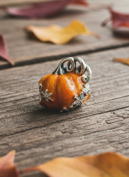 Calabaza Naranja con hojas