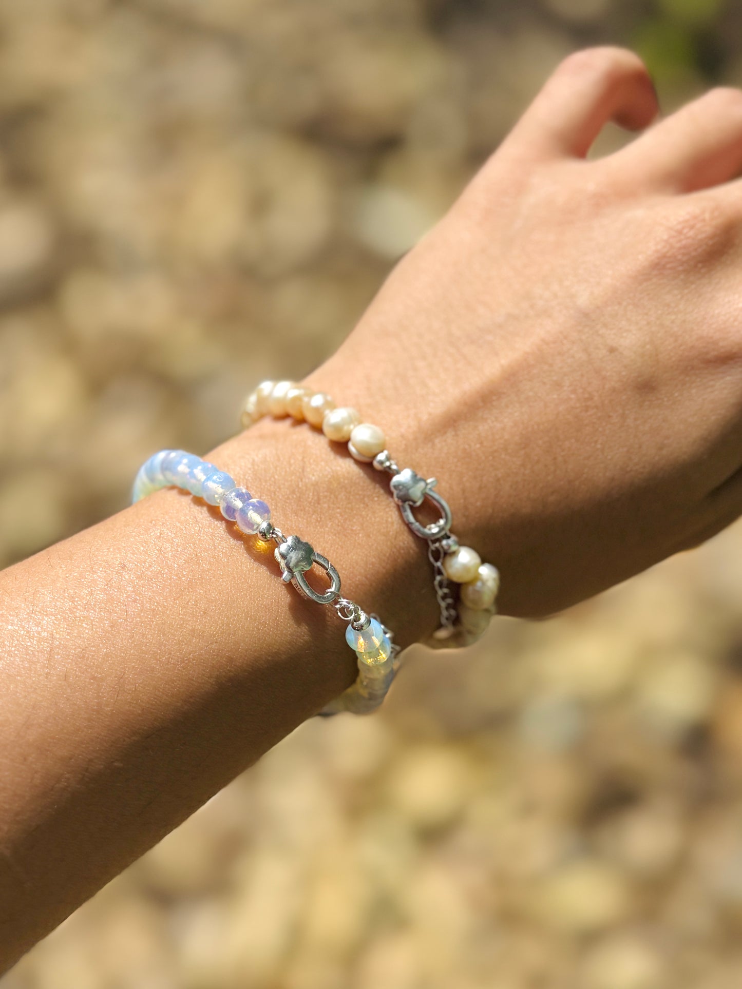 Pulsera Piedra lunar y plata