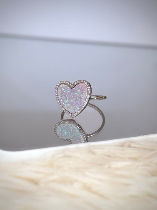 Anillo Corazón tipo Opalo Lila