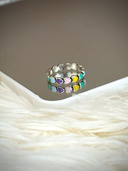 Anillo Corazones arcoíris