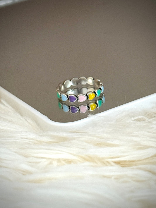 Anillo Corazones arcoíris