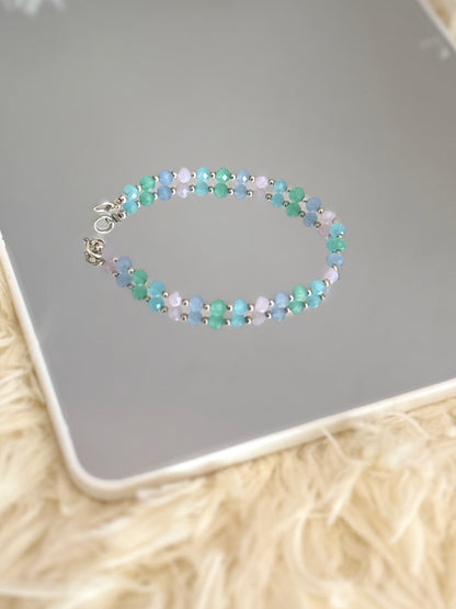 Pastel silver and crystal bracelet