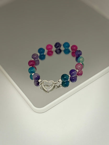 Large multicolor agate bracelet