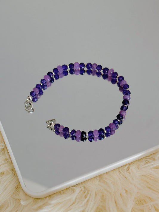 Brazalete cristales y cuarzos lila
