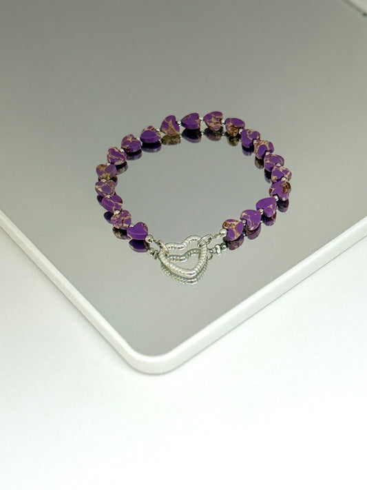 Turquoise Lilac Hearts Bracelet