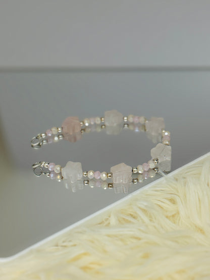 Brazalete Estrellas Cuarzo Rosa y cristales