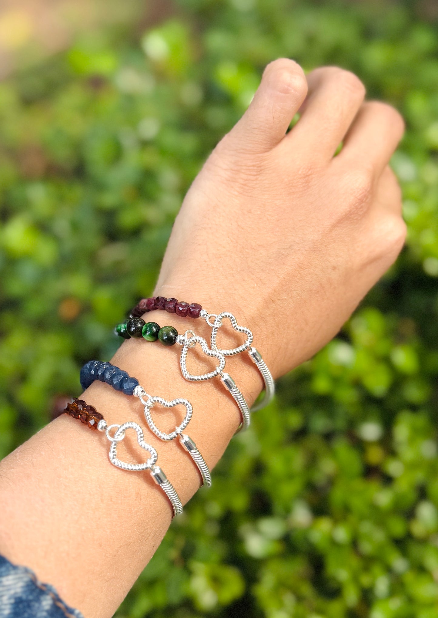 Brazalete Ojo de tigre Verde y Plata