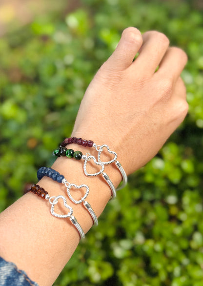 Brazalete Ojo de tigre Verde y Plata