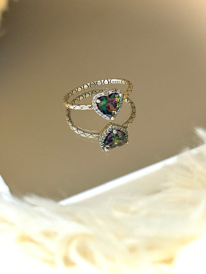 Anillo Corazón Tornasol Morado