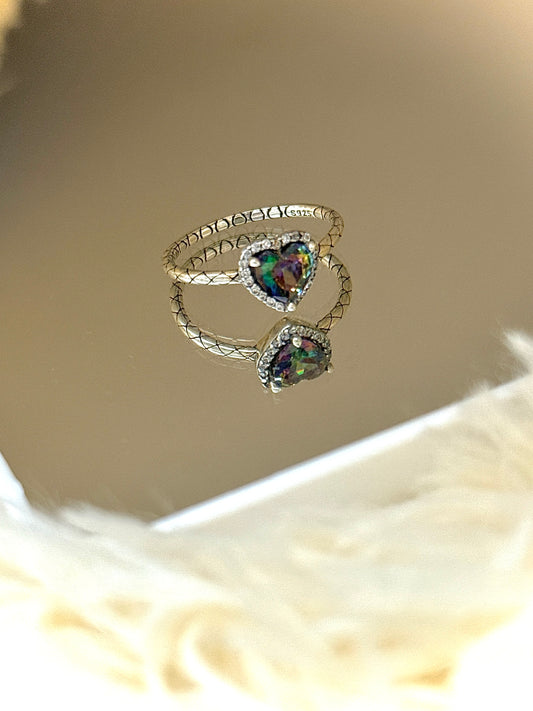 Anillo Corazón Tornasol Morado