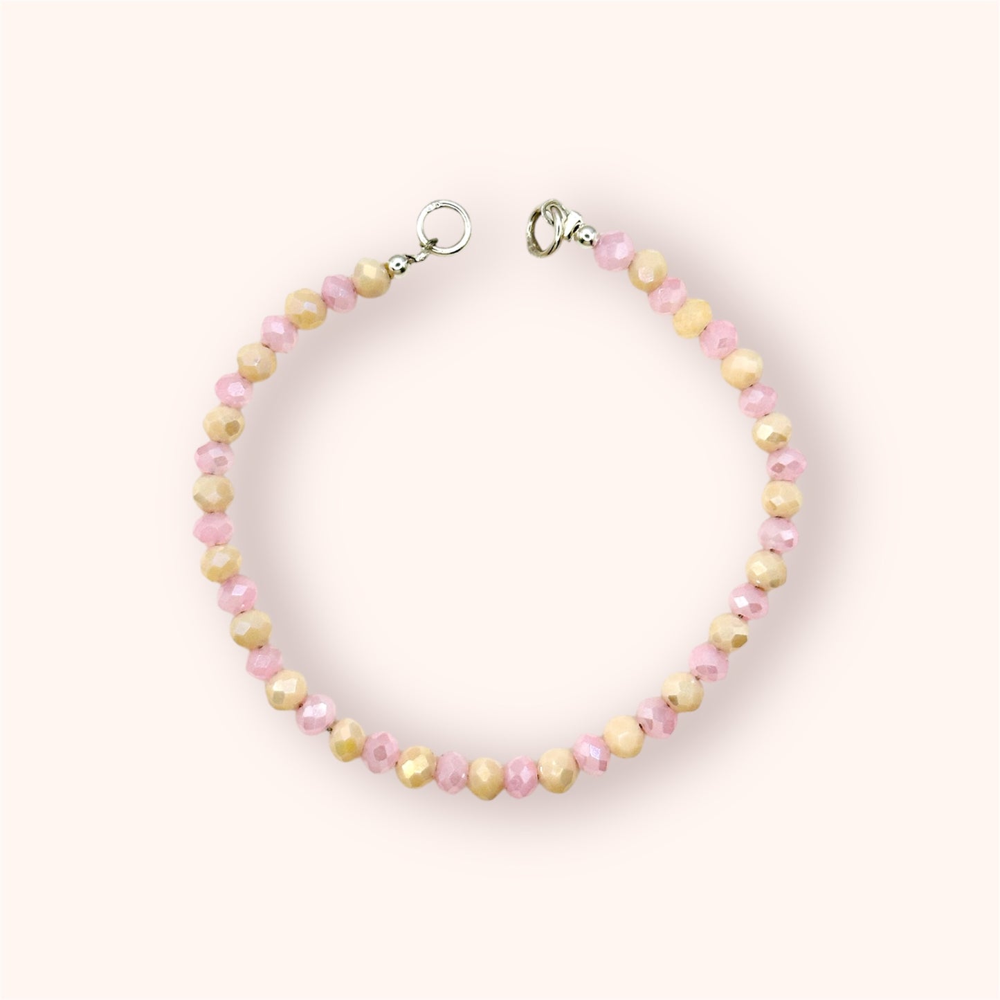 Brazalete cristales pastel rosa y crema
