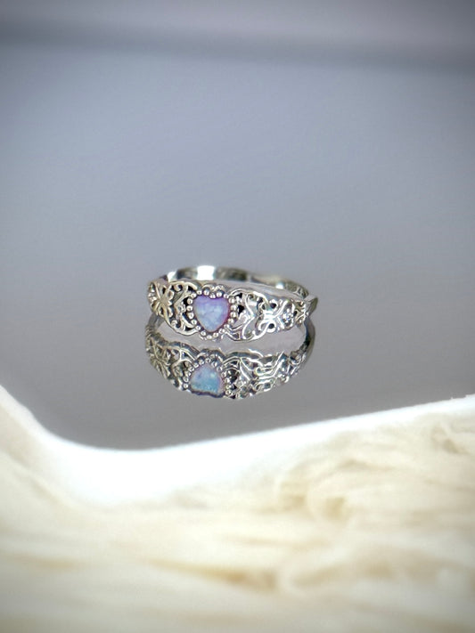 Anillo Corazon tipo ópalo