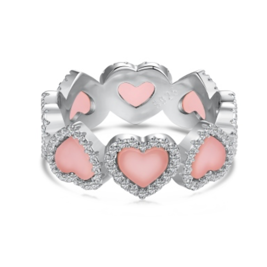 Anillo Corazones Rosas