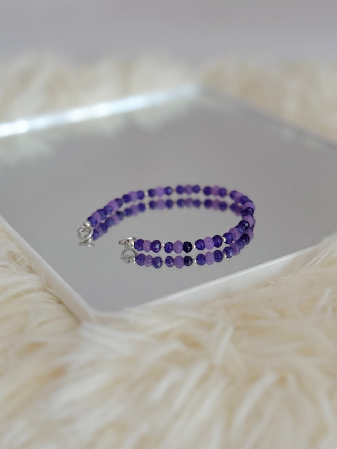 Purple crystal and quartz bracelet