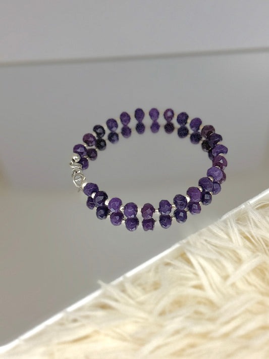 Brazalete Cuarzos Morados y Plata