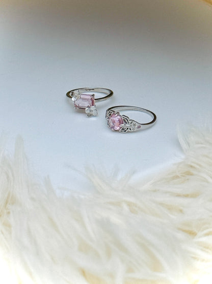 Crystal and flower ring