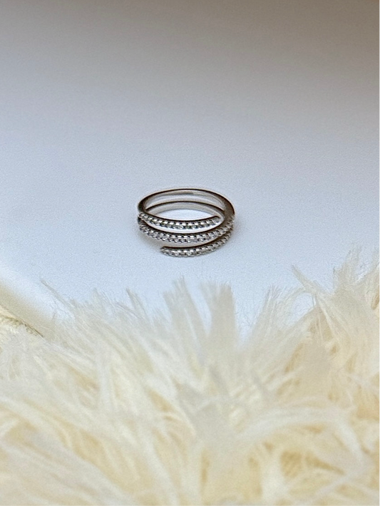 Anillo Espiral con zirconias
