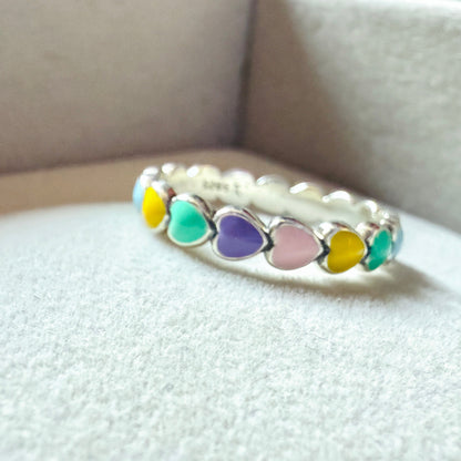 Anillo Corazones arcoíris