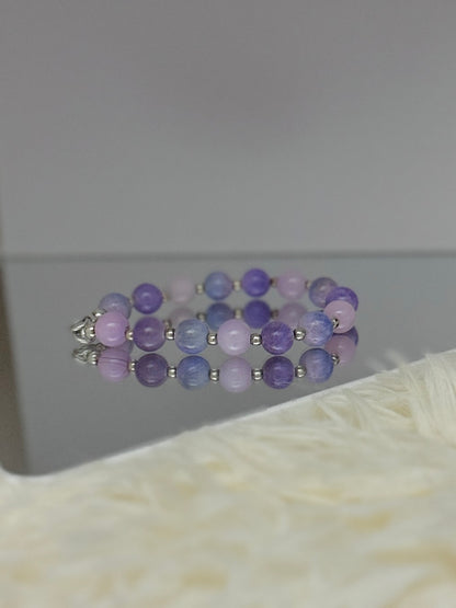 Lilac and Pink Agate Sphere Bracelet