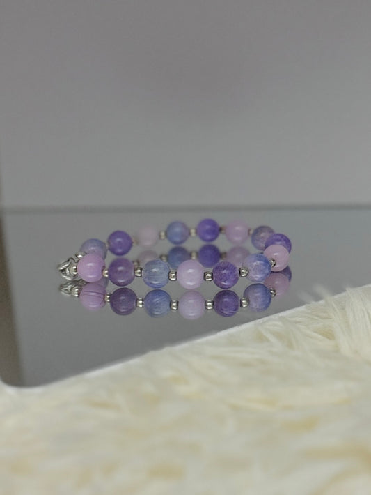 Brazalete Esfera Agata Lila y Rosa