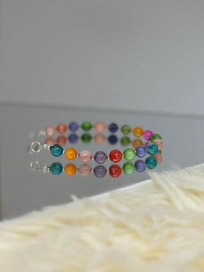 Brazalete esferas Ágata colorida