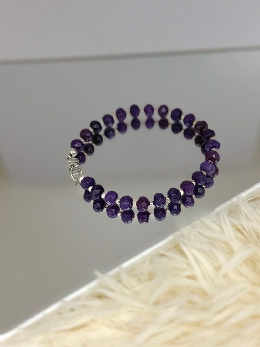 Brazalete Cuarzos Morados y Plata