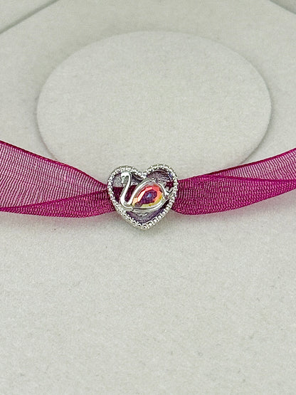 Swan and Heart Charm