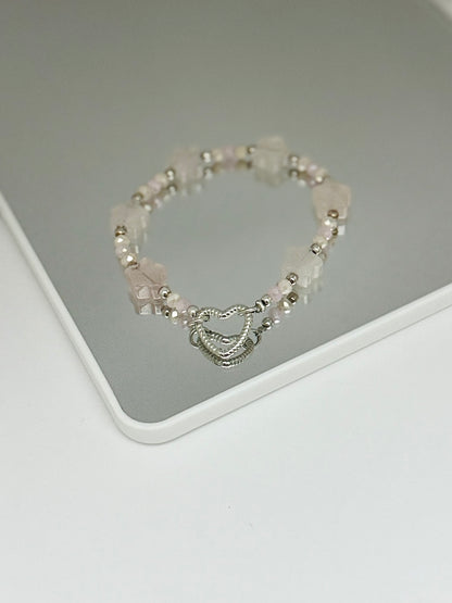 Rose Quartz and Crystal Star Bracelet