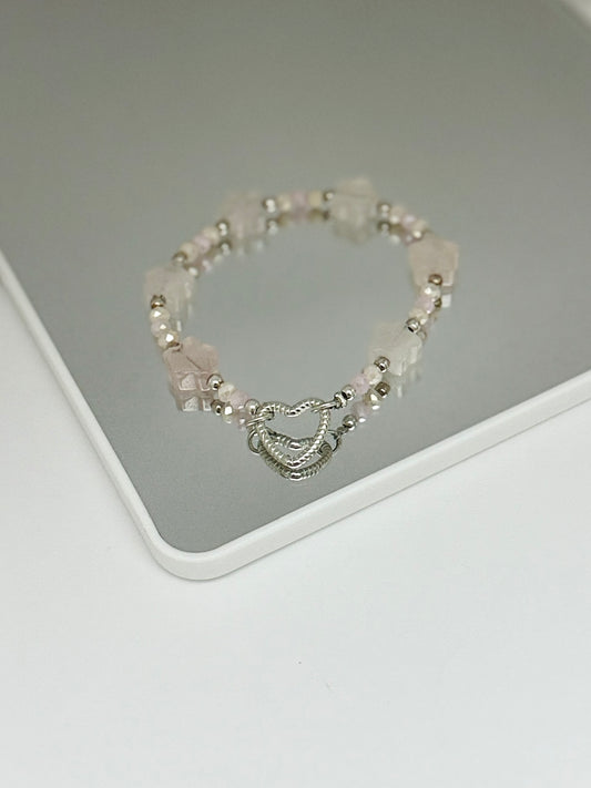 Rose Quartz and Crystal Star Bracelet