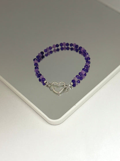 Purple crystal and quartz bracelet