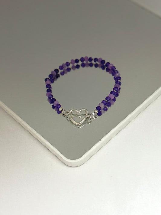 Purple crystal and quartz bracelet