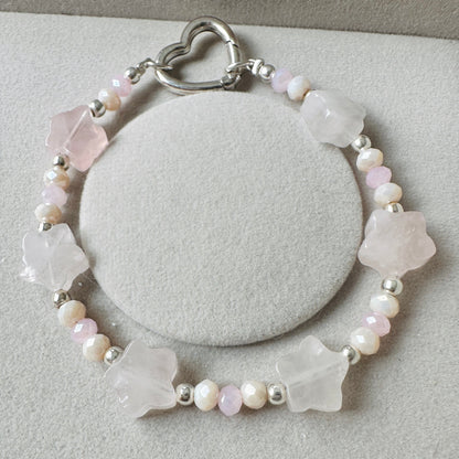 Brazalete Estrellas Cuarzo Rosa y cristales