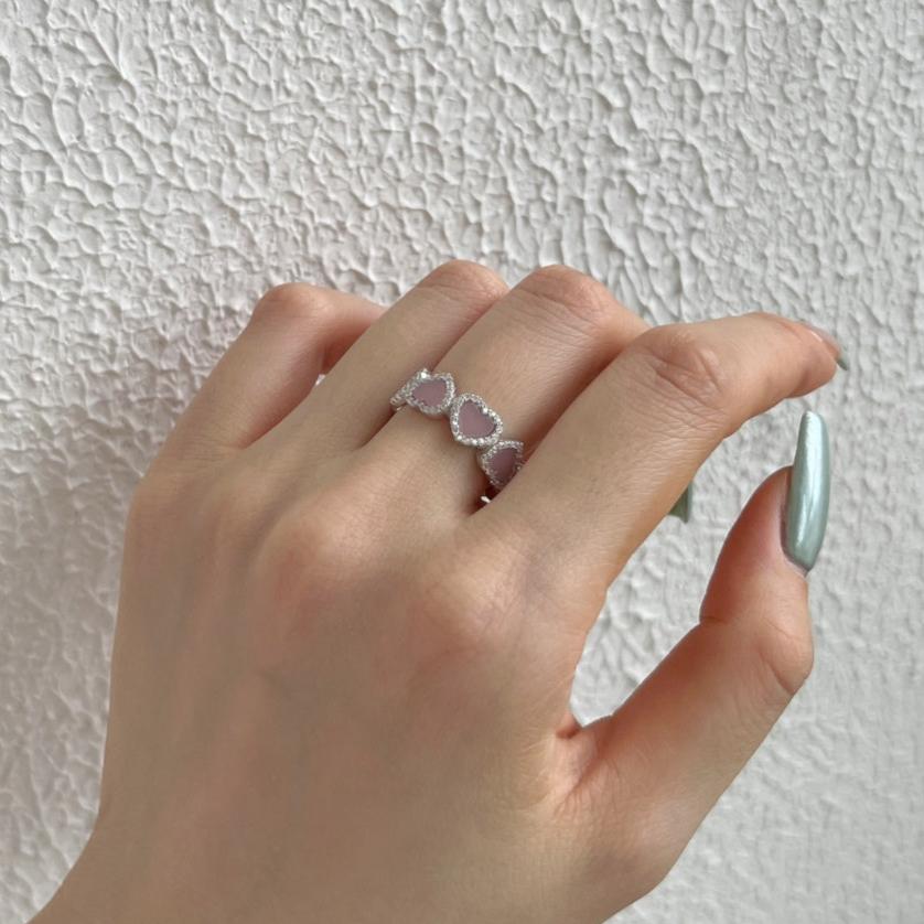 Anillo Corazones Rosas