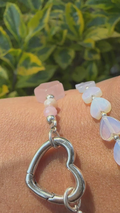 Brazalete Estrellas Cuarzo Rosa y cristales